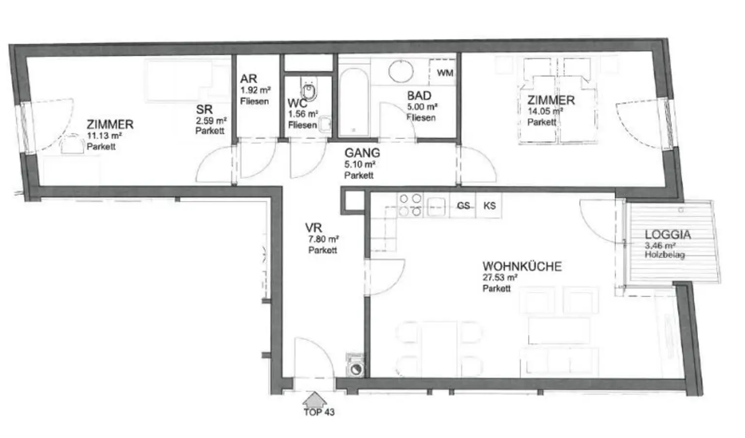 ** Hofseitiges SZ ** Modernes Wohnen mit Loggia und Aussenjalousien
