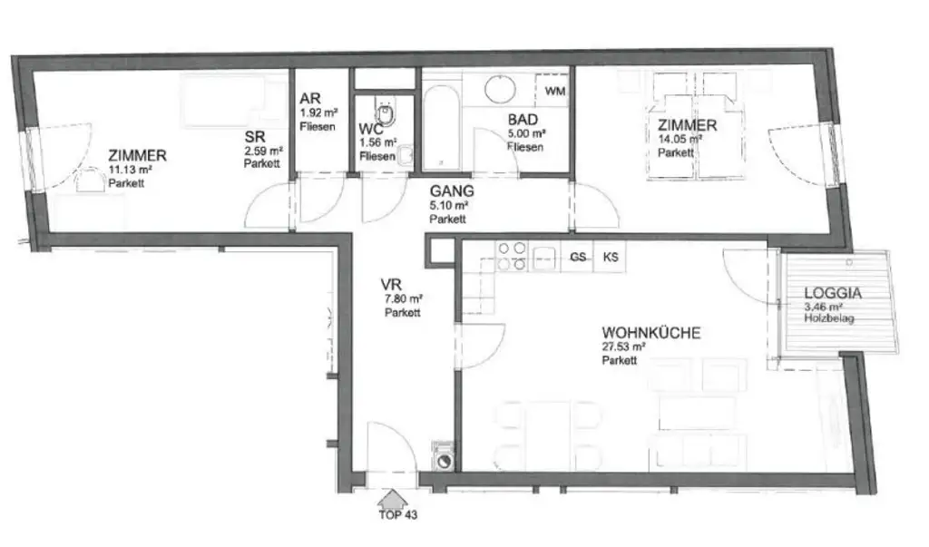 ** Hofseitiges SZ ** Modernes Wohnen mit Loggia und Aussenjalousien