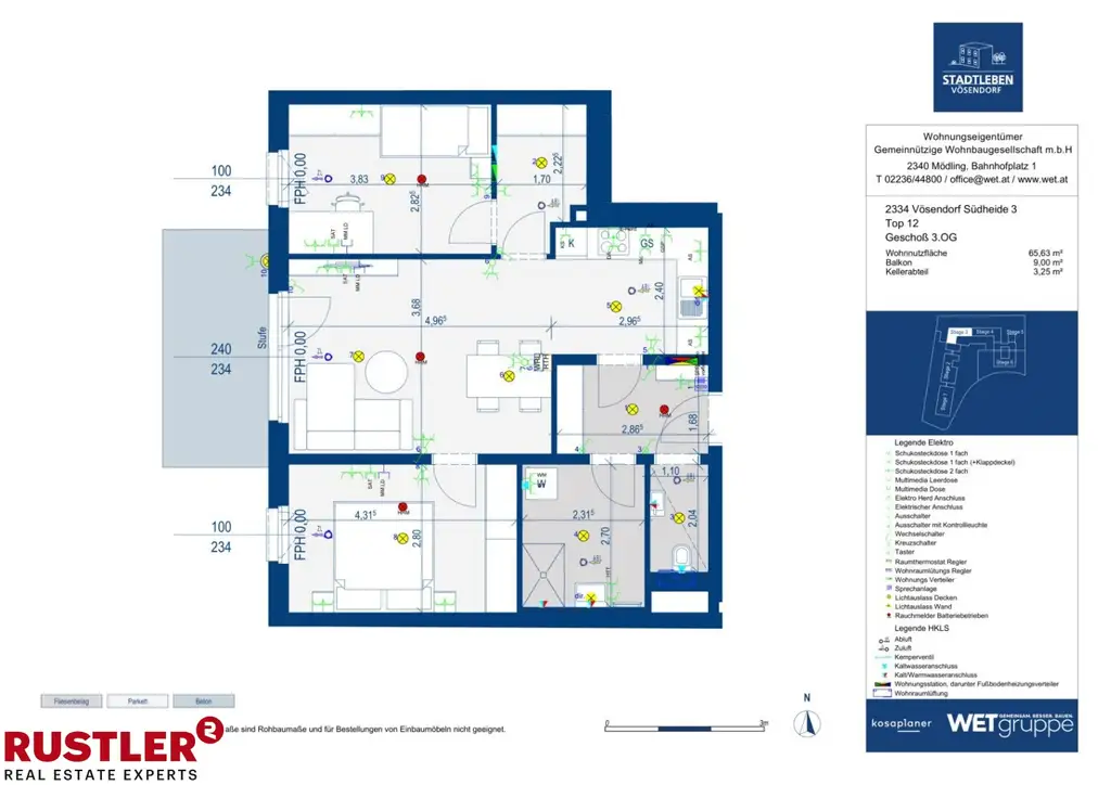 westseitige 3 Zimmerwohnung mit Balkon