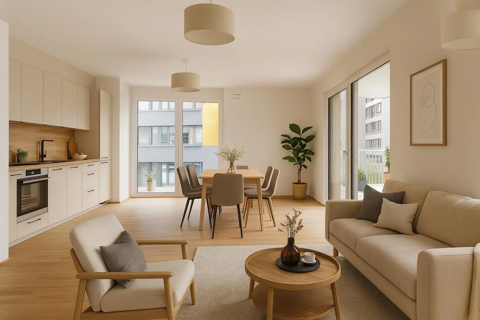 Wohnung - Wohn-Ess-Kochen Visualisierung