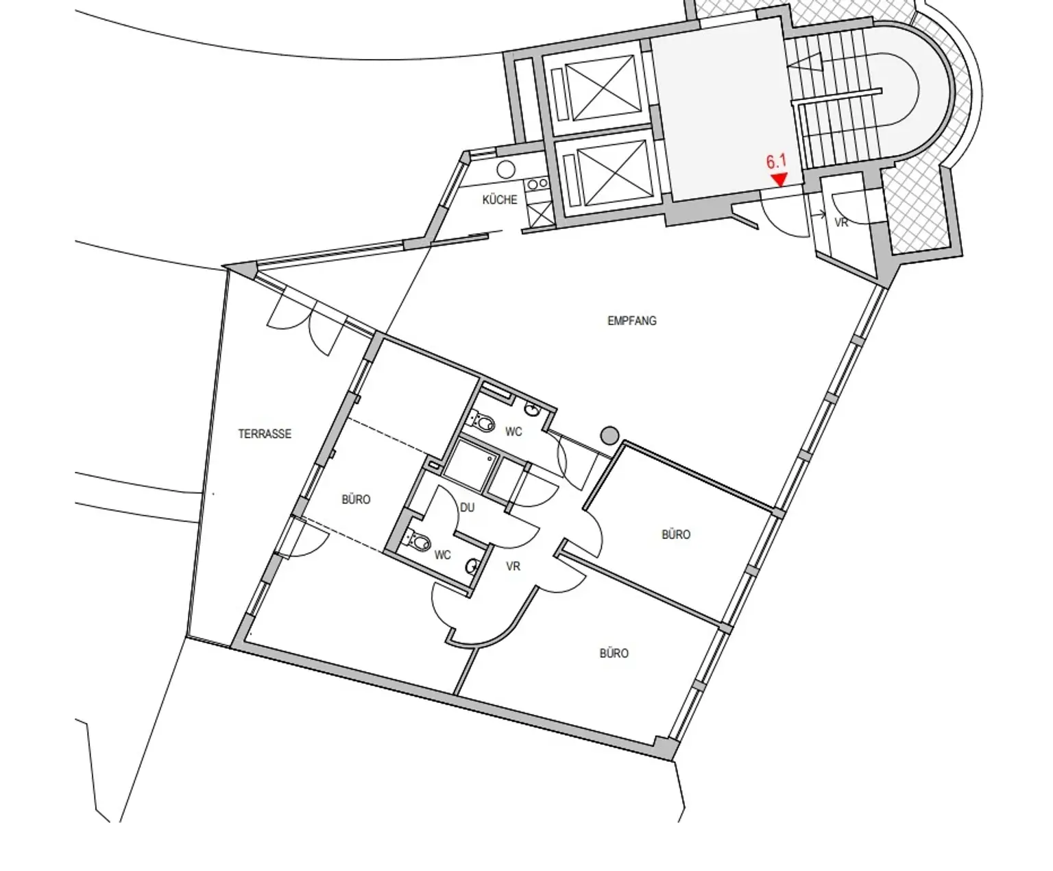 Repräsentatives Büro in zentraler Lage  mit Terrasse zu mieten