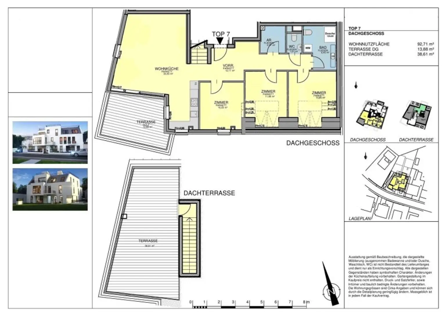 Exklusive 4-Zimmer Dachgeschosswohnung | private 39 m² Dachterrasse & Terrasse auf Wohnebene | Klimaanlage