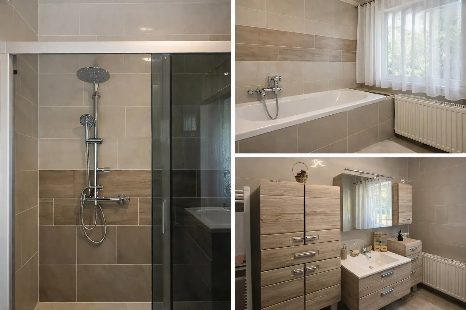 Badezimmer mit Dusche und Wanne