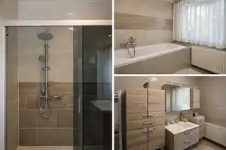 Badezimmer mit Dusche und Wanne