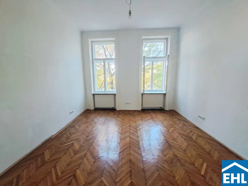 Stuwerviertel: 2 Zimmer-Altbauwohnung mit Parkblick