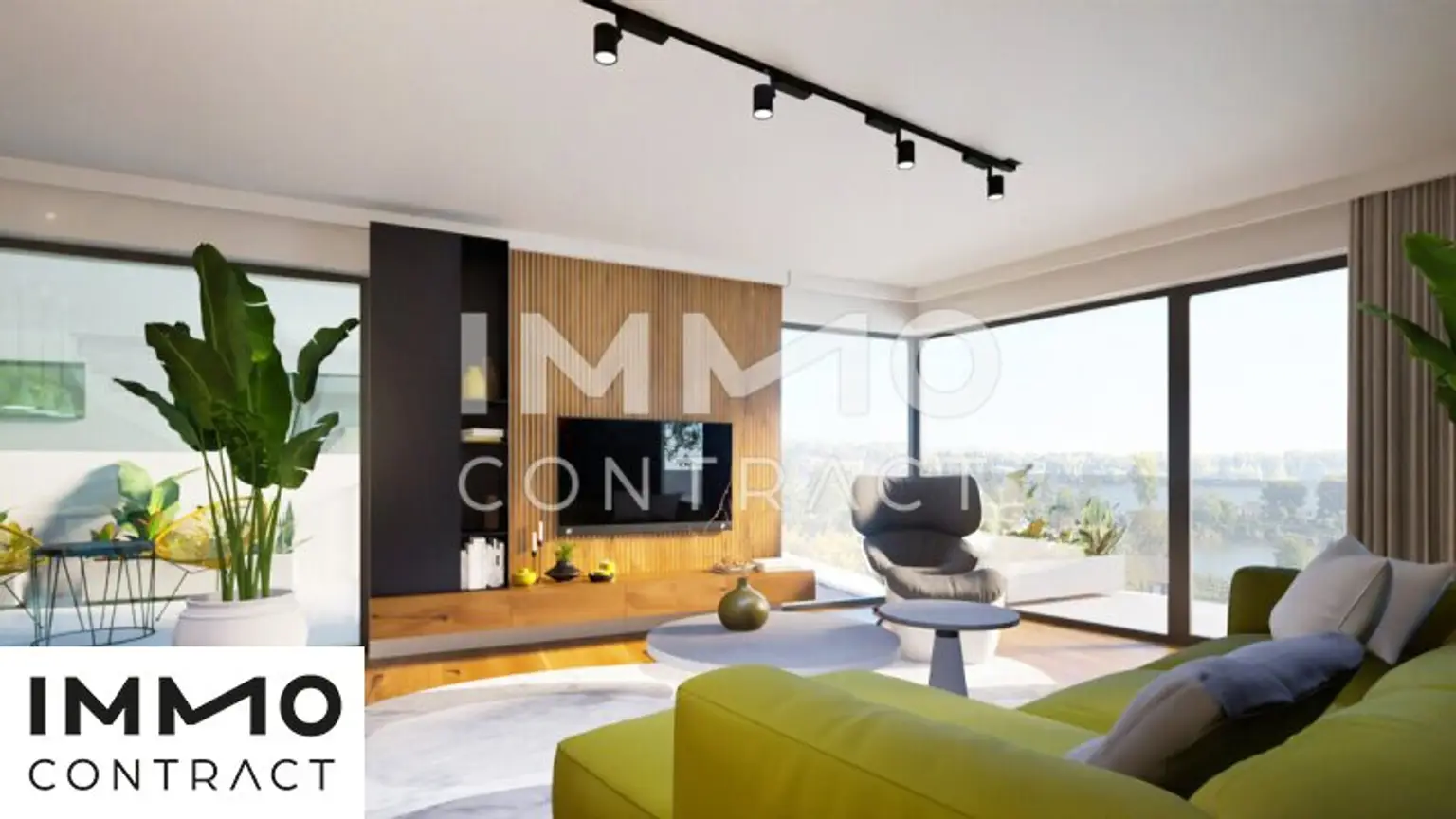 Innenvisualisierung 02 Wohnzimmer mit Aussicht