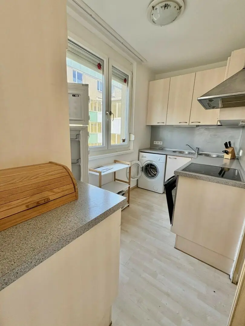 möblierte Küche mit Waschmaschine