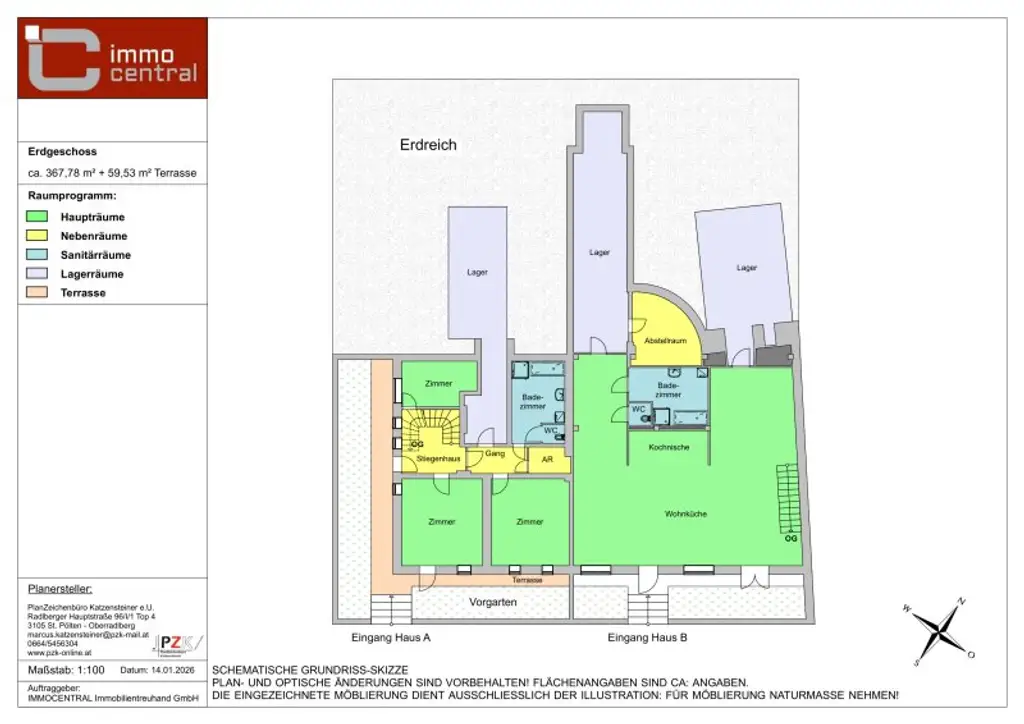 Verwertungsplan EG Doppelhaus Konzeptgrundriss