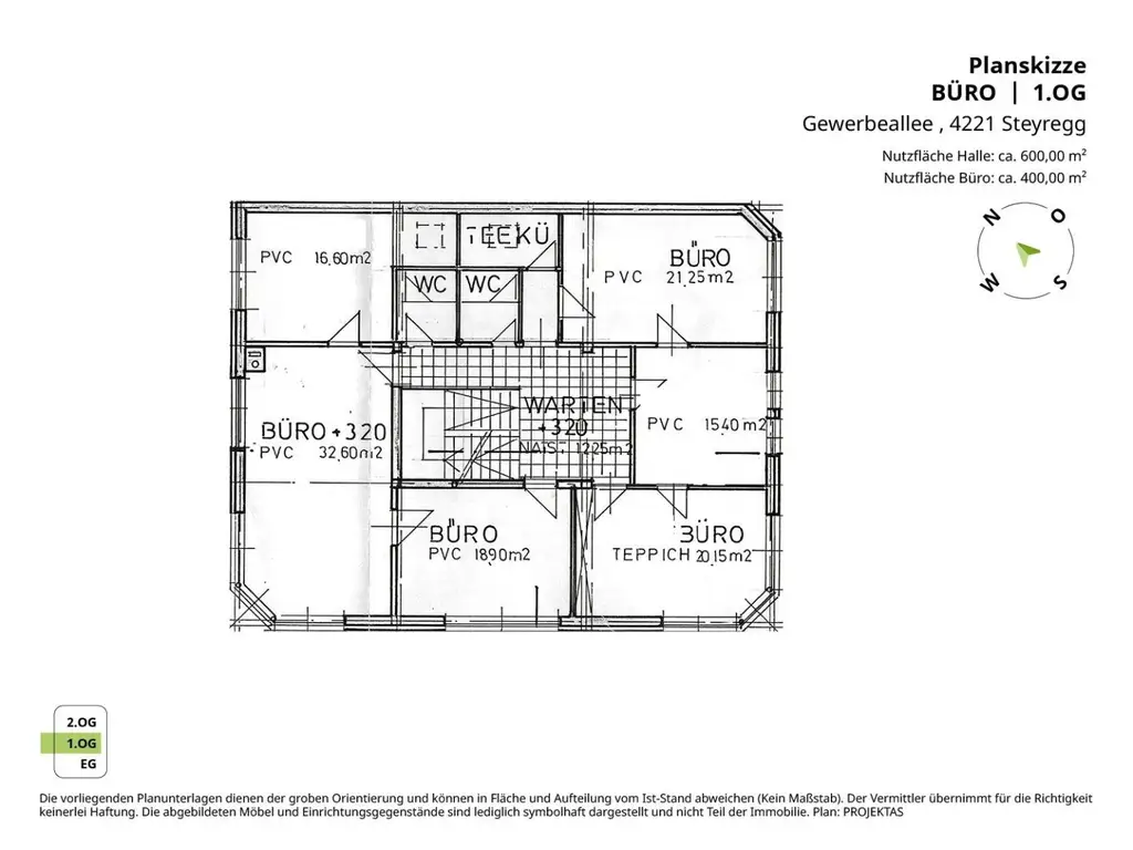 250 m² Büro mit 300 m² Lagerhalle in Steyregg! Parkplätze!