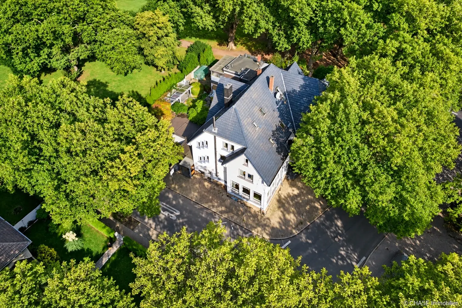 sonniges_luftbild_eines_hauses_im_grünen
