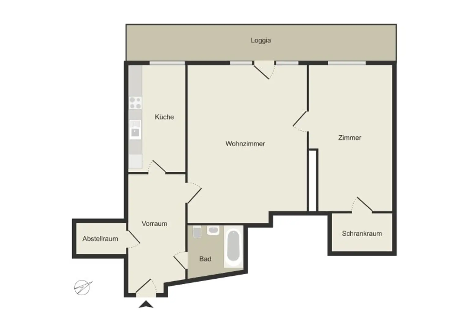 Helle 2-Zimmer-Wohnung mit Freifläche – ideal zur Sanierung