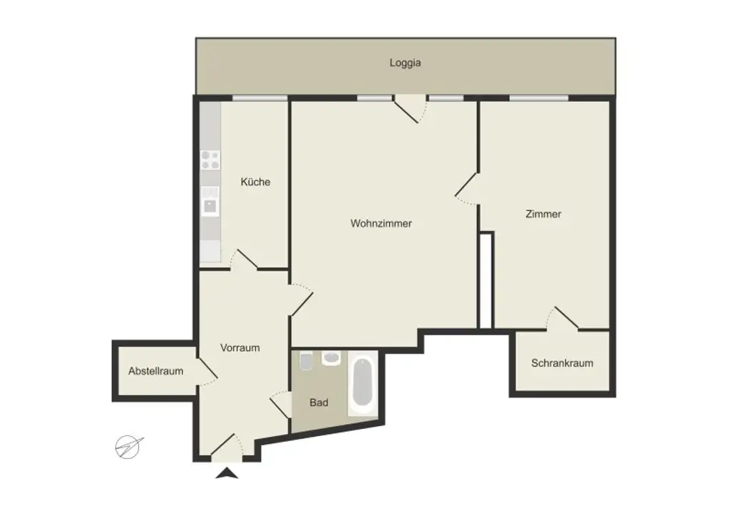 Helle 2-Zimmer-Wohnung mit Freifläche – ideal zur Sanierung