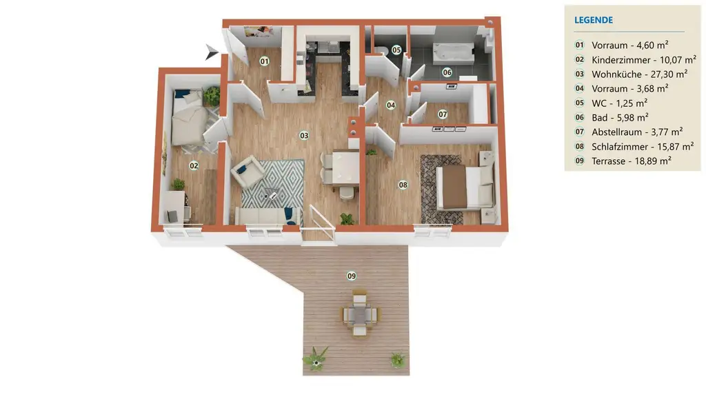 "helle Wohnung mit großer Terrasse!"