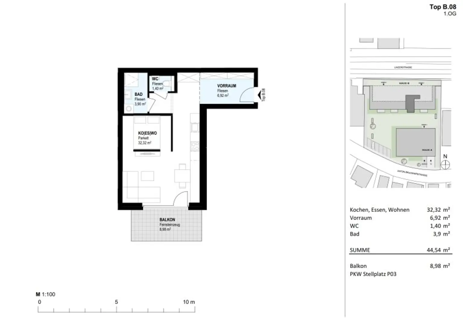 Kompakte Terrassenwohnung Top B.08 - Neubauprojekt SCHÖN | DORF | BLICK - Vöcklabruck