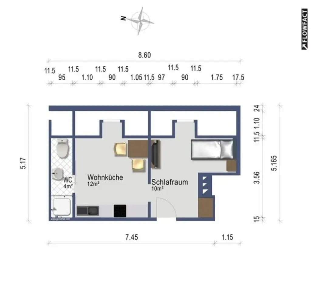 Kleine möblierte Singlewohnung - 520 EUR - alles inklusive, provisionsfrei