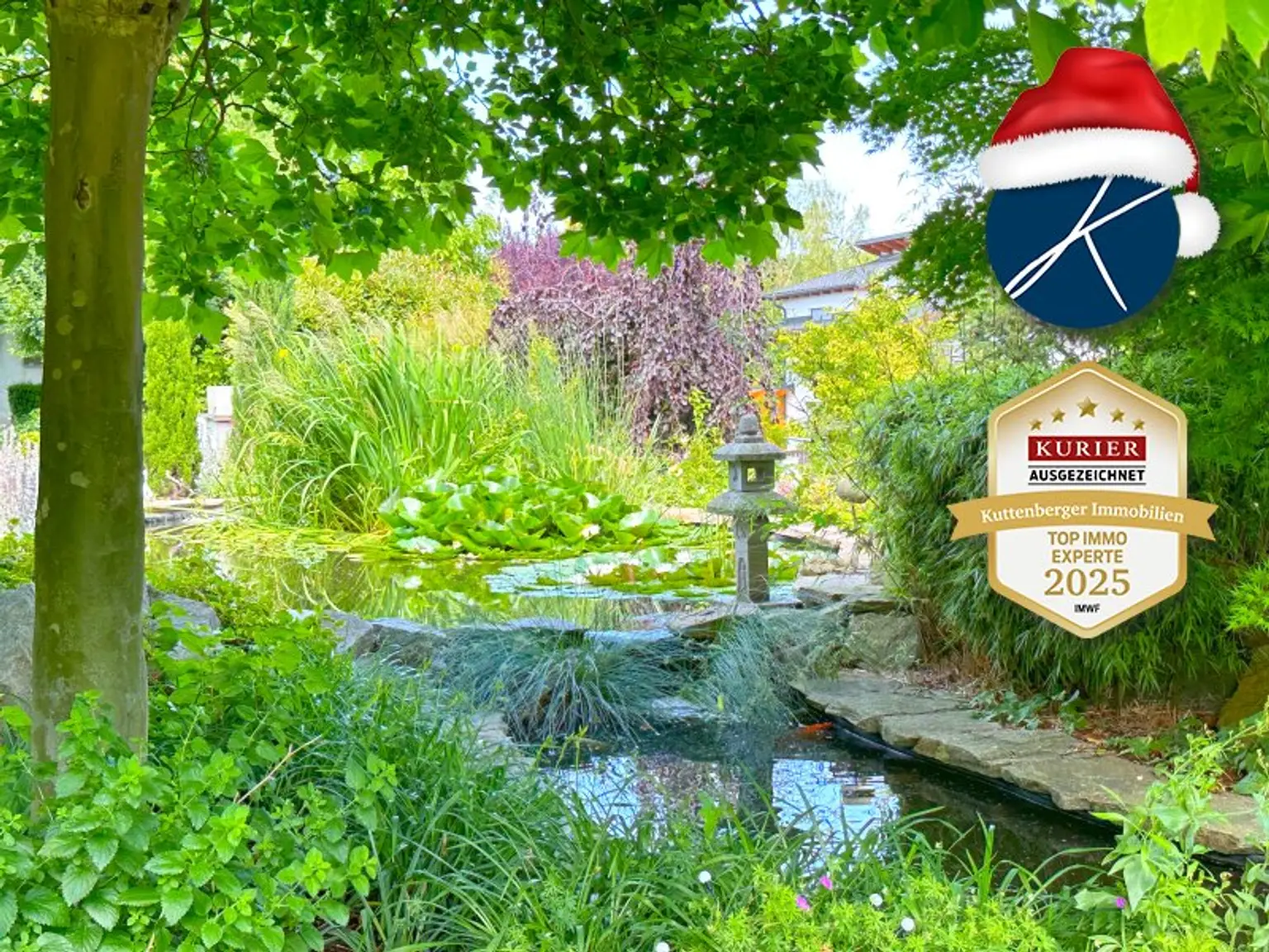 Traumgarten mit Koi-Teich und Wasserspielen