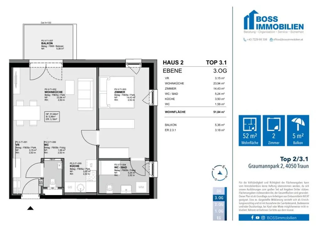 Graumannpark | Küche + Südwest Balkon