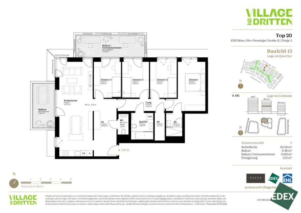 Licht & Luft: Großzügige 5-Zimmer-Wohnung mit Doppelbalkon | URBAN DAHEIM | BAUFELD 13