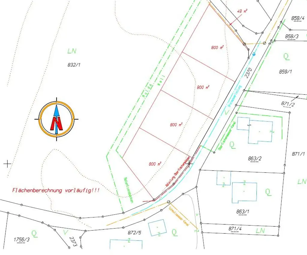 Neu vermessene Grundstücke in Breitenried