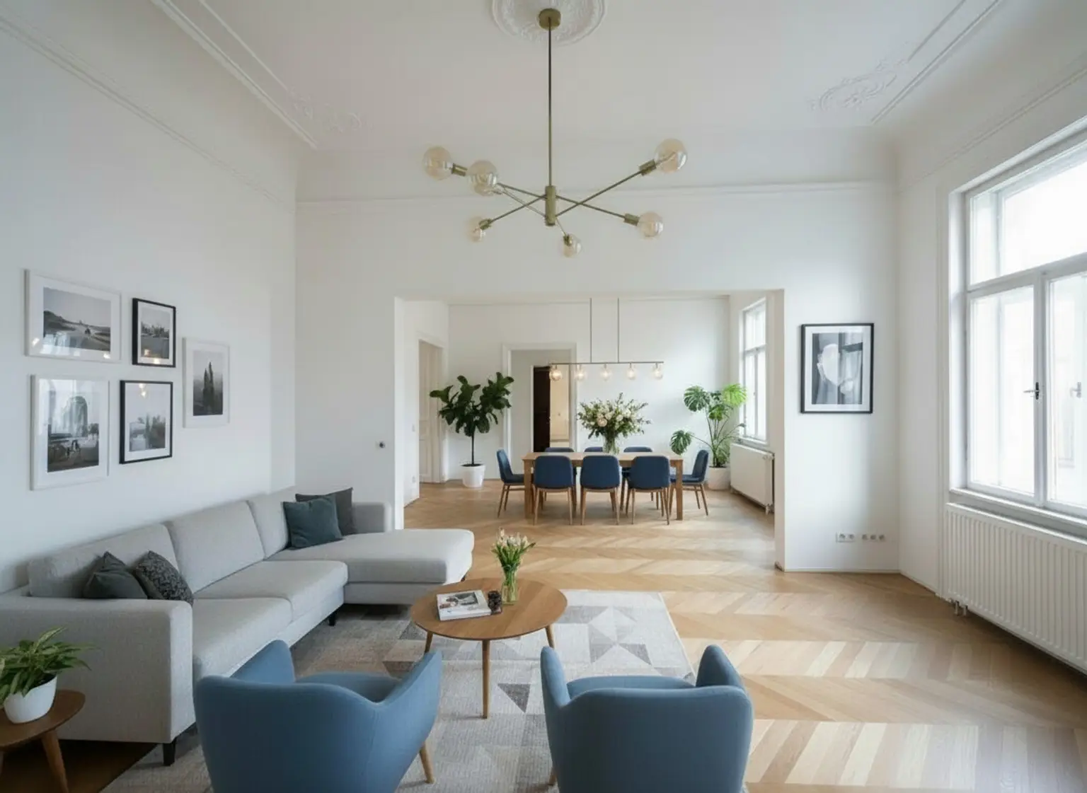 ERSTBEZUG NACH GENERALSANIERUNG: Einzigartige helle Altbauwohnung mit Stuckdecken in ruhiger Lage und einem kleinen Balkon