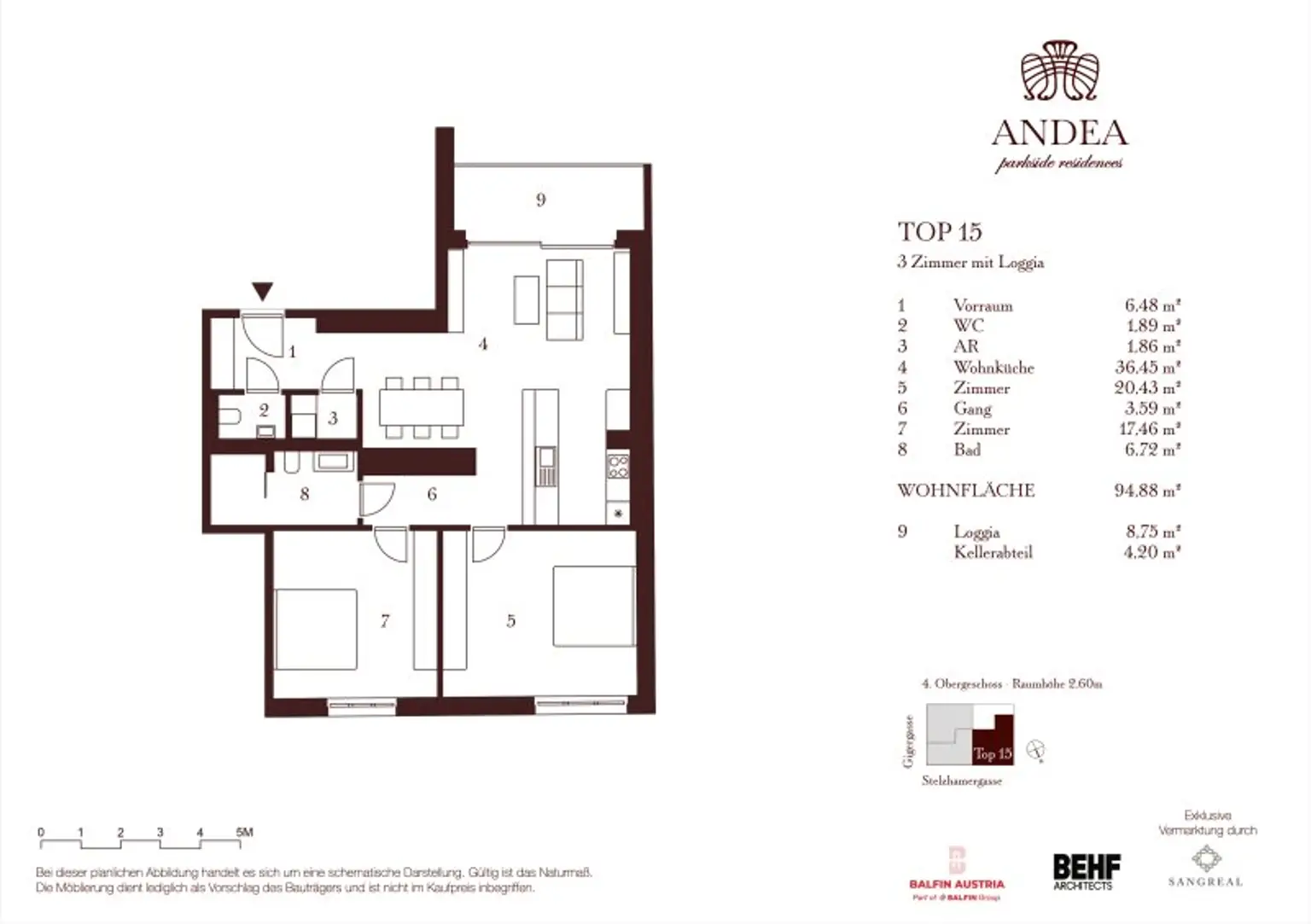 Elegante 3-Zimmer-Wohnung mit Loggia und über 3 Meter Raumhöhe - ANDEA Parkside Residences