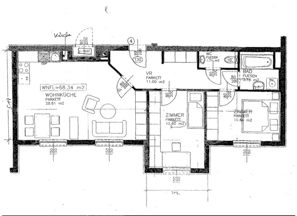 3 ZIMMER  WOHNUNG - HELL und RUHIG ab 01.10.2025