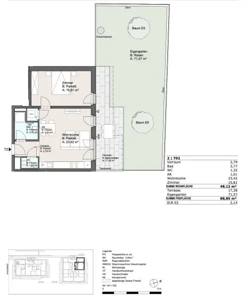 Anlage/Vorsorgewohnung: ca. 89 m2 Außenfläche, niedrige Betriebskosten, hauseigene Tiefgarage!