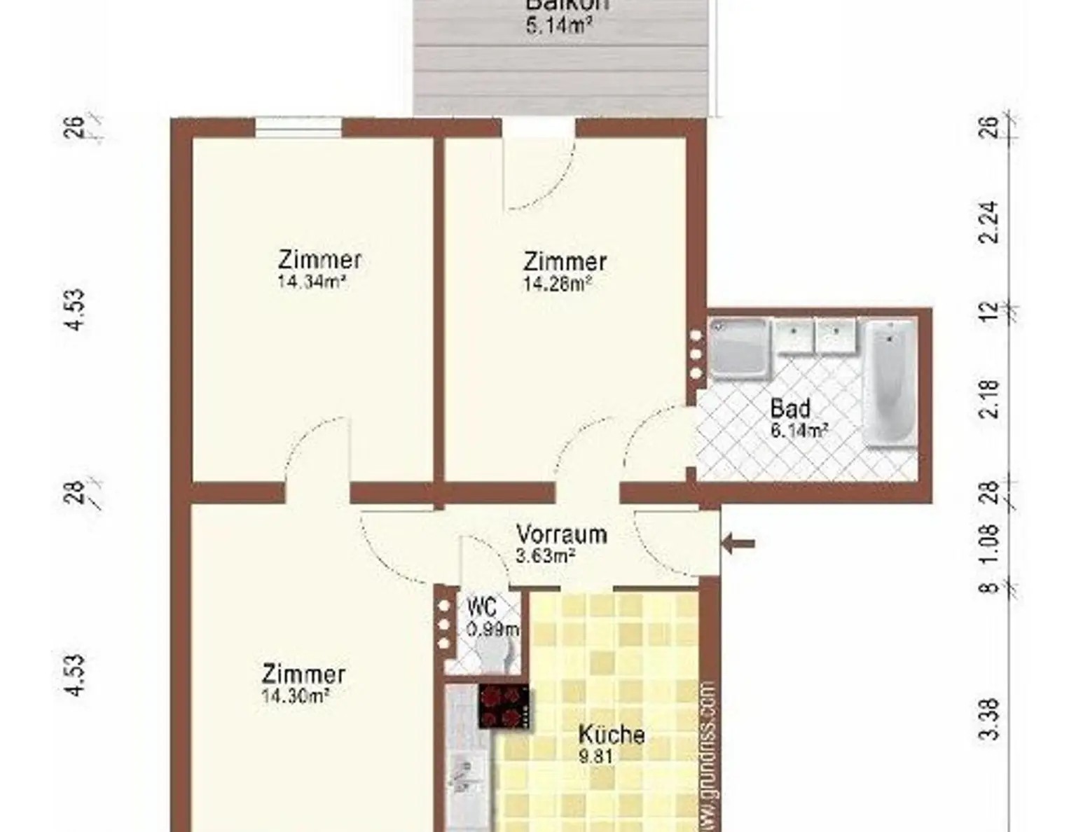 Sonnige Balkonwohnung zum selbst sanieren - provisionsfrei auf www.riedersbach.com