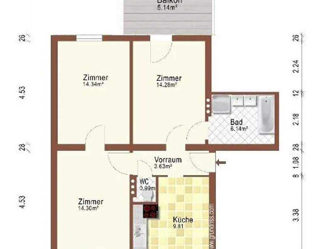 Sonnige Balkonwohnung zum selbst sanieren - provisionsfrei auf www.riedersbach.com