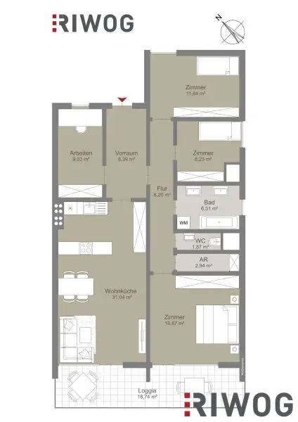 ERSTBEZUG nach Sanierung mit Blick auf Schloss Laudon  | ca. 16 m² Loggia  | Garagenplatz | Vollausgestattete Küche | Erholungsgebiet angrenzend