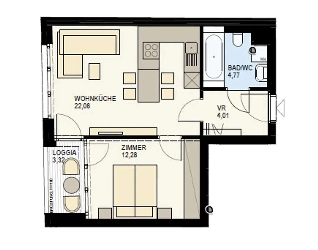 GEMÜTLICHE 2-ZIMMER WOHNUNG IN GRÜNLAGE