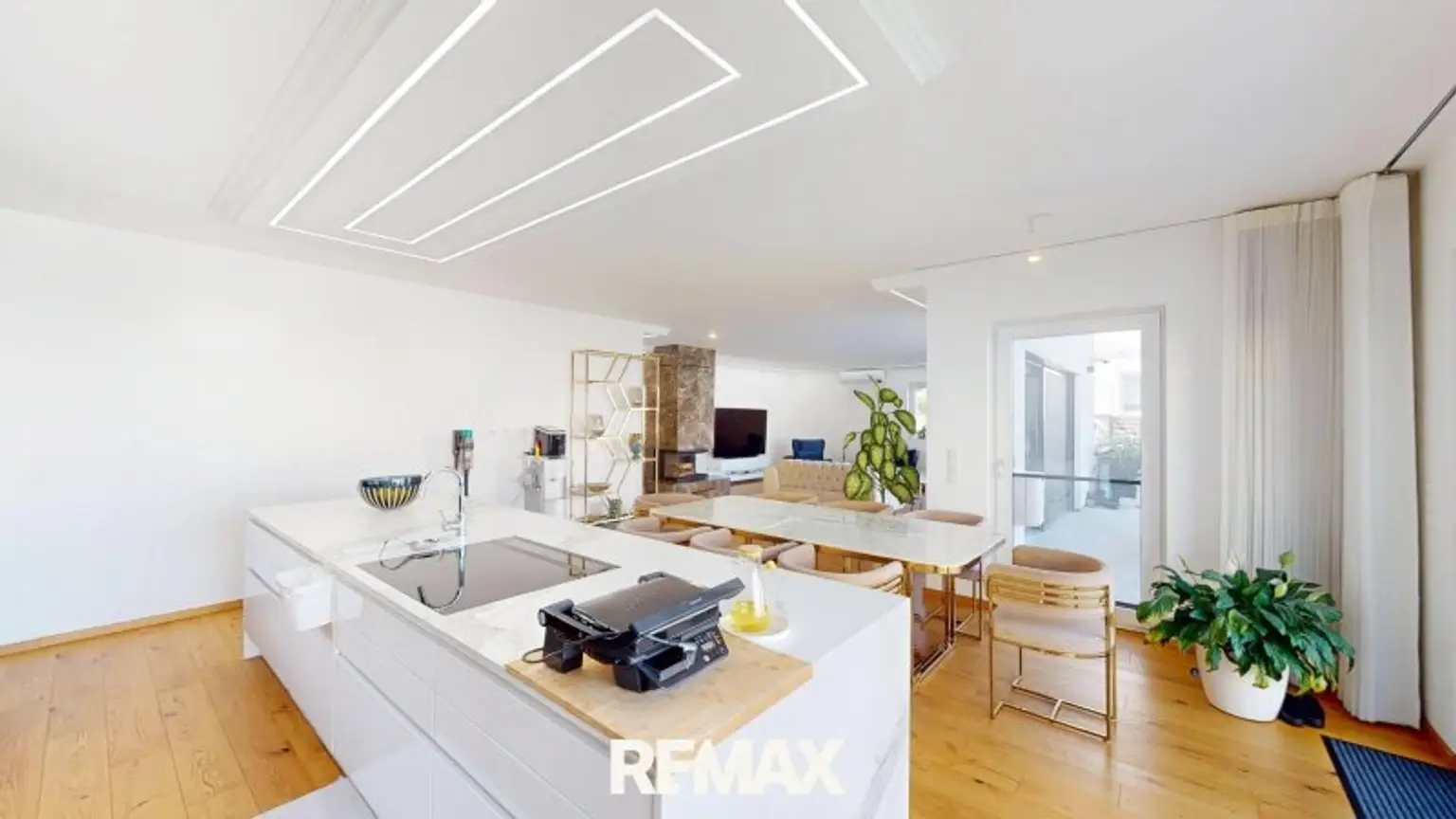 Luxusküche Blick Wohnzimmer