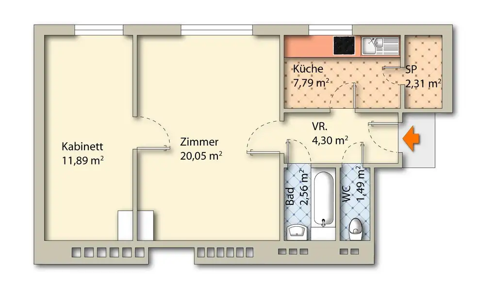 Ruhig. Hell. Zentral. 2-Zimmer-Wohnung mit Lift im 20. Bezirk