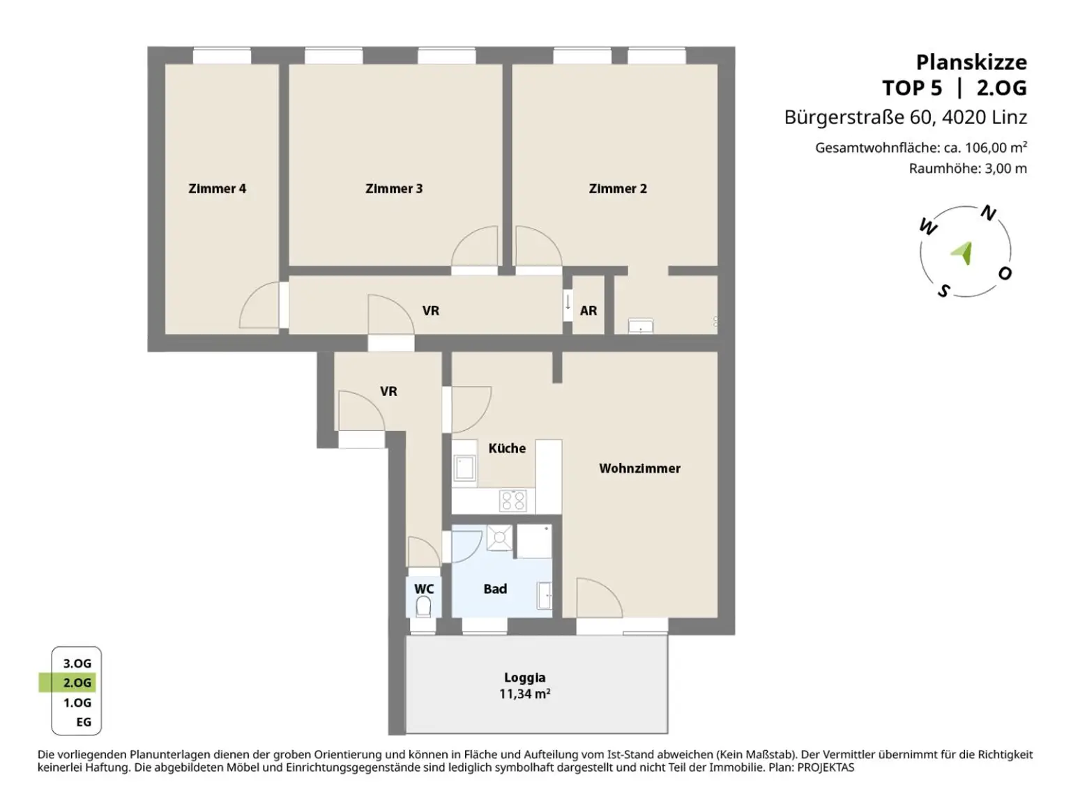 107 m² Altbauwohnung mit großer Loggia in der Innenstadt! TG-Platz verfügbar!