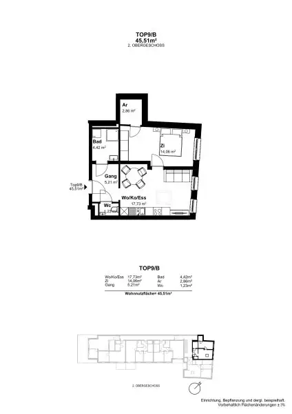 Wohnungsplan Top 9/2