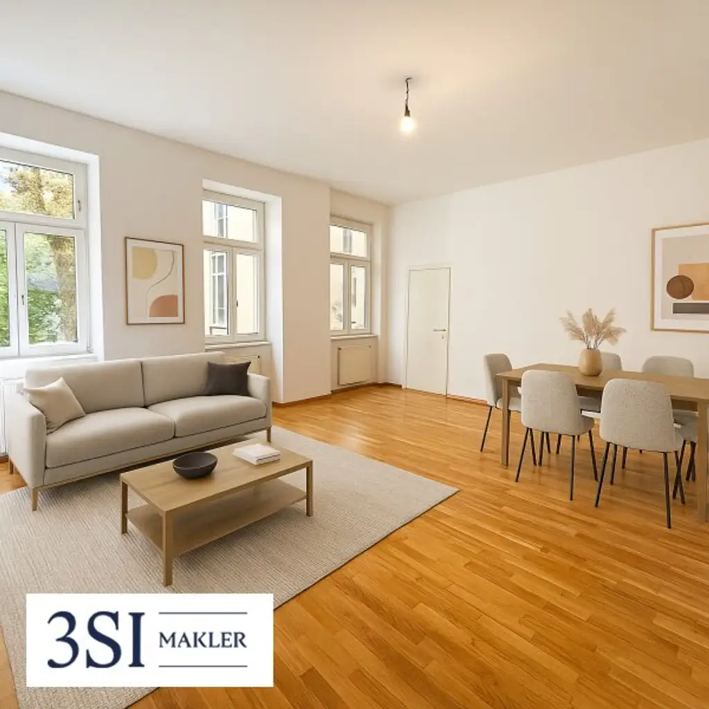 Großzügige Sonnenterrasse + absolute Privatsphäre - Helle 3-Zimmer-Wohnung in eleganter Altbauliegenschaft im 3. Bezirk