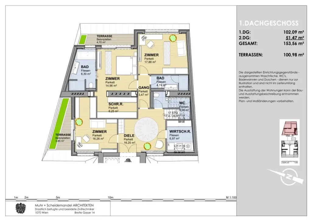 Luxuriöse Dachterrassenwohnung im Botschaftsviertel