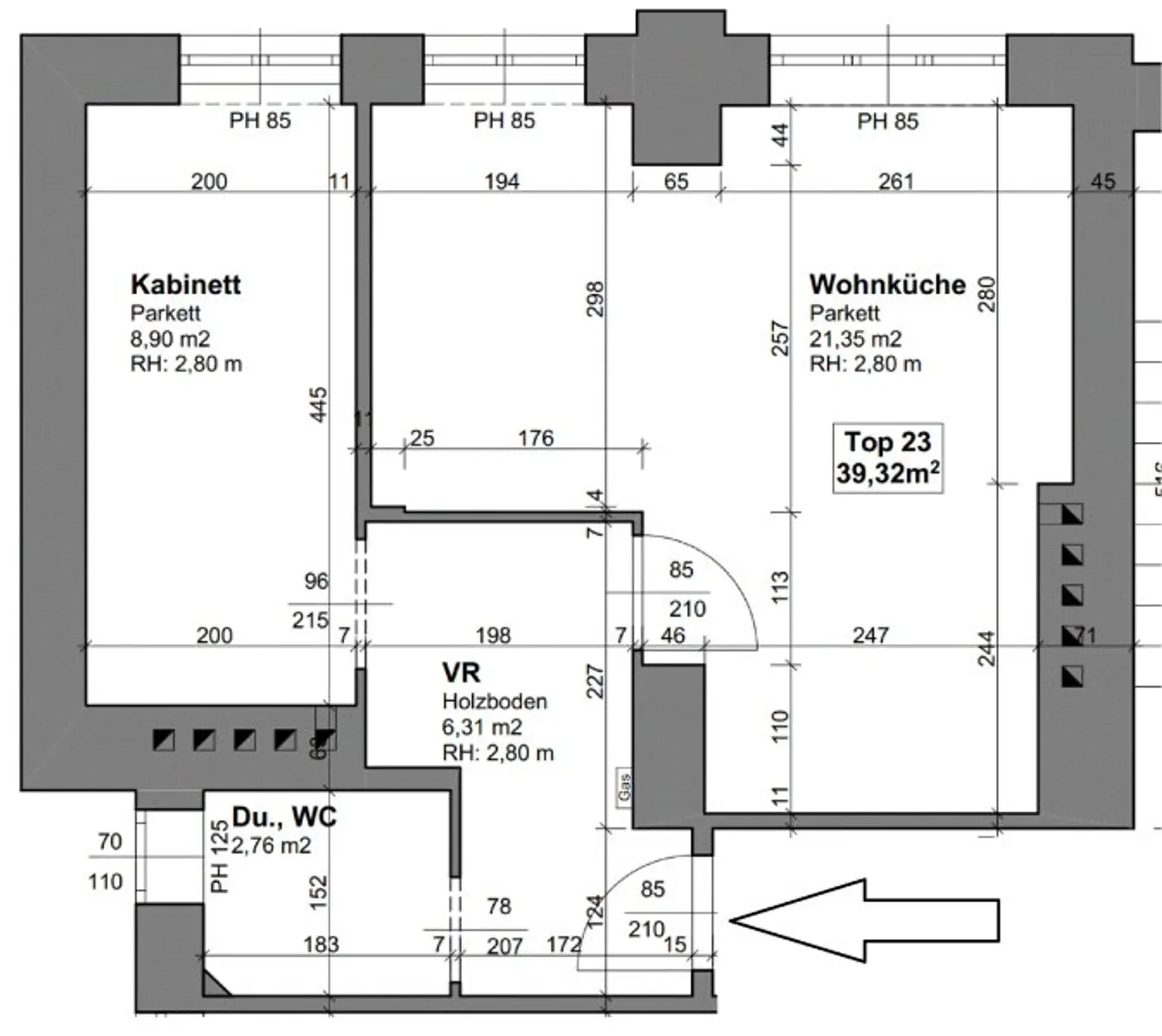 Idealer Grundriss und Hofruhelage - Schöne 2 Zimmerwohnung nahe Familienplatz!