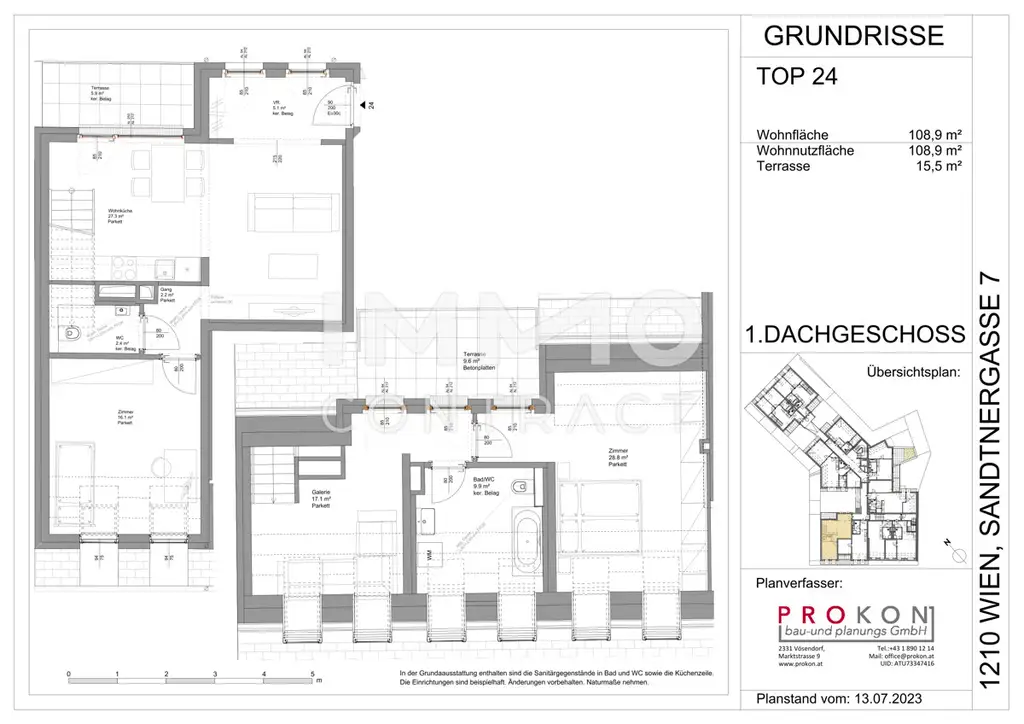 DACHGESCHOSSMAISONETTE MIT 2 TERRASSEN! Sandtnergasse 7/24
