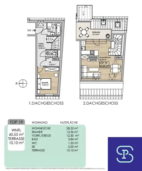 Helle 61m² Dachmaisonette mit 10m² Terrasse - 1170 Wien