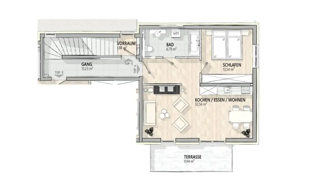 Telfs - Hochwertig - geschmackvoll eingerichtete 2 Zimmerwohnung mit Terrasse und Autoabstellplatz