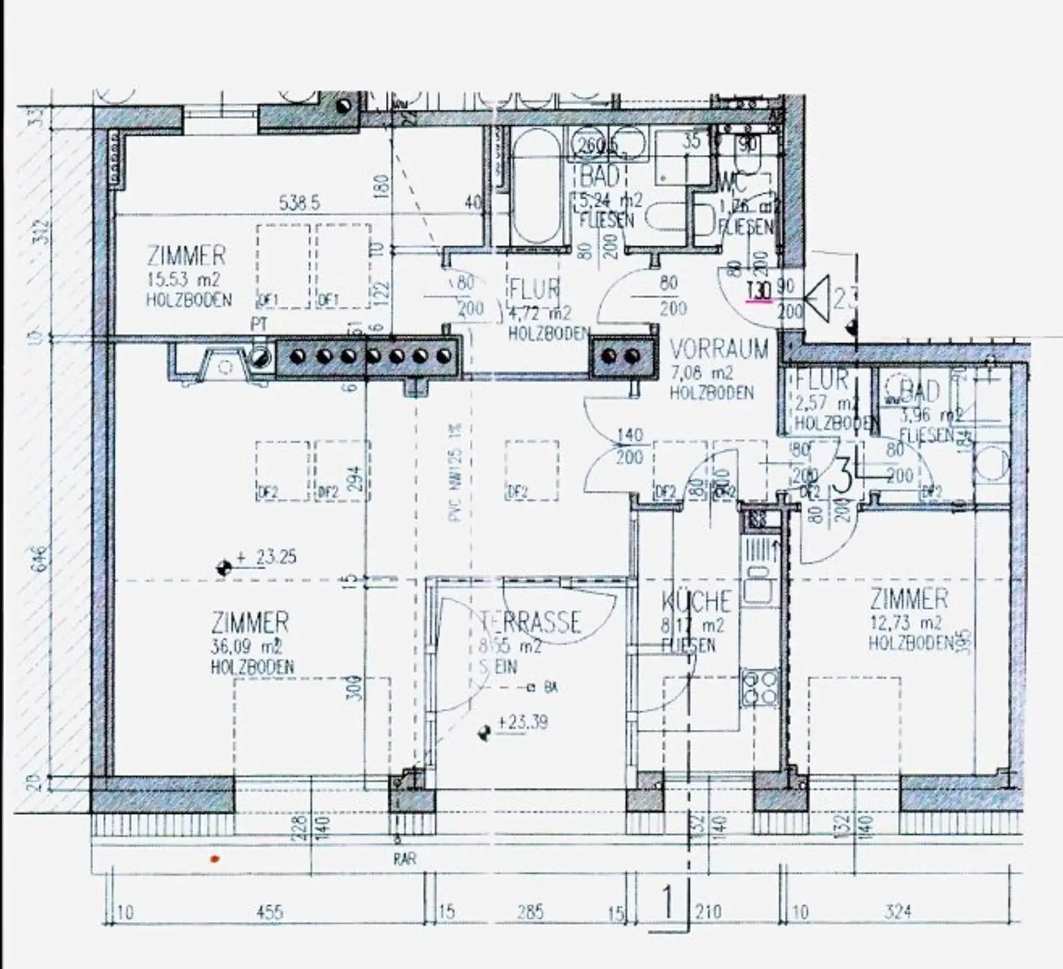 BÖRSE-NÄHE, klimatisiertes 98 m2 Dachgeschoss mit 9 m2 Terrasse, 3 Zimmer, Extraküche, 2 Bäder, Gonzagagasse