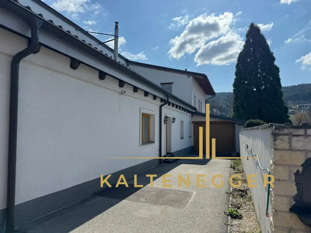 Sonnenbeschienenes Grundstück mit Blick auf die Hohe Wand - ein ländliches Mehrfamilienhaus und ein Einfamilienhaus