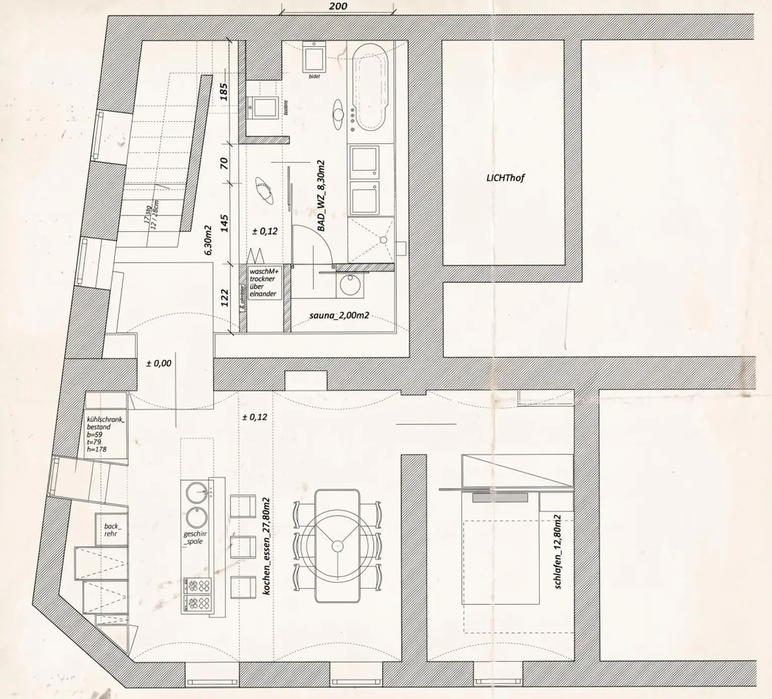 Plan Souterrain (Keller) mit Fußbodenheizung
