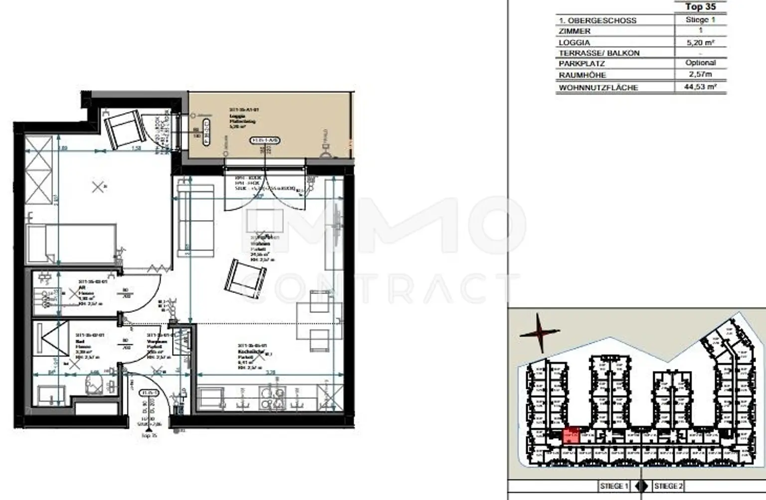 Anlagewohnung im Erstbezug: Vermietete 2-Zimmer mit Loggia und Garage