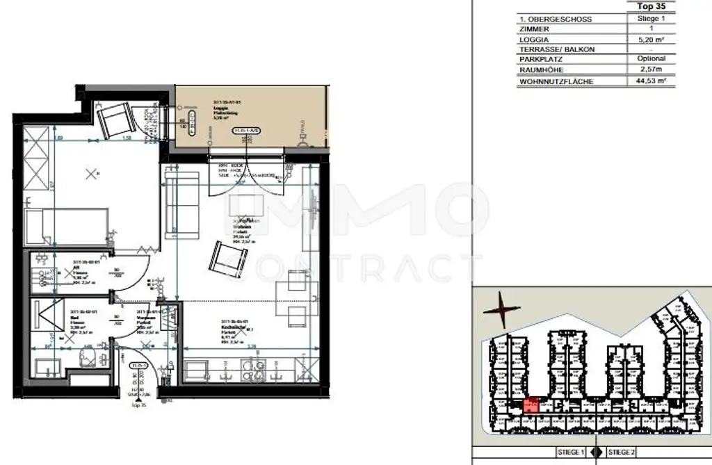 Anlagewohnung im Erstbezug: Vermietete 2-Zimmer mit Loggia und Garage