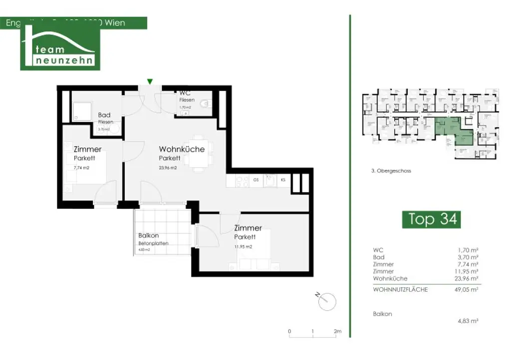 Innenhof-Wohnung mit top Grundriss und Balkon nahe U6 und S-Bahn Handelskai! Ab November 2025