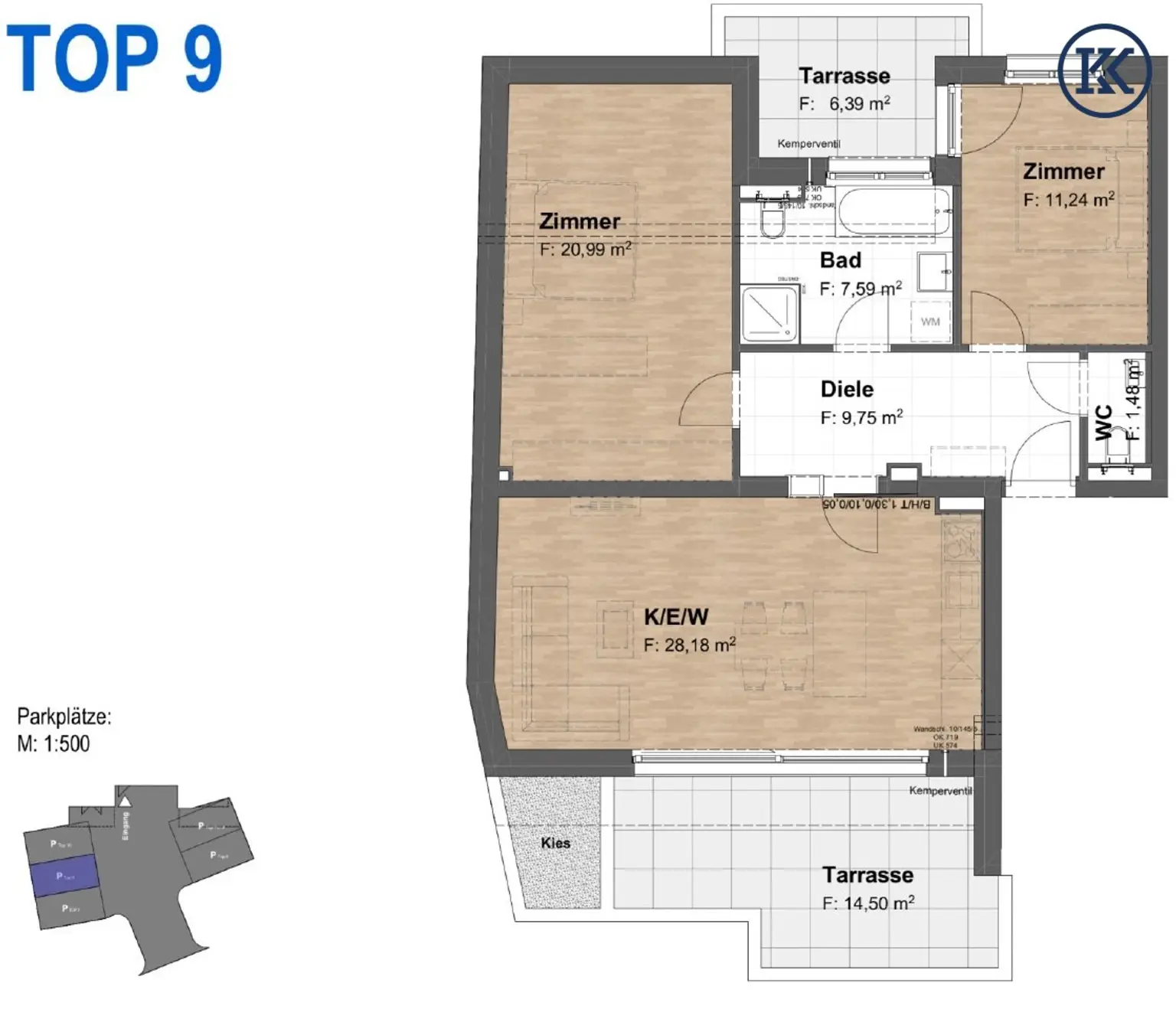 Dachgeschosswohnung in Top Lage, nahe Uno City