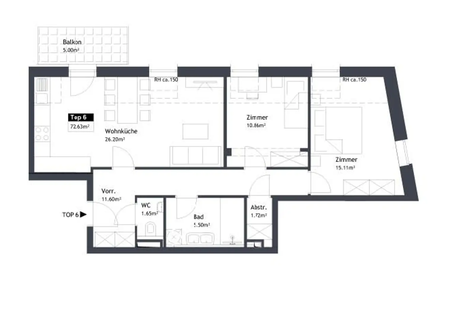 Erstbezug! Top 6! Wunderschöne zentrumsnahe 3-Zimmer Wohnung mit Balkon!