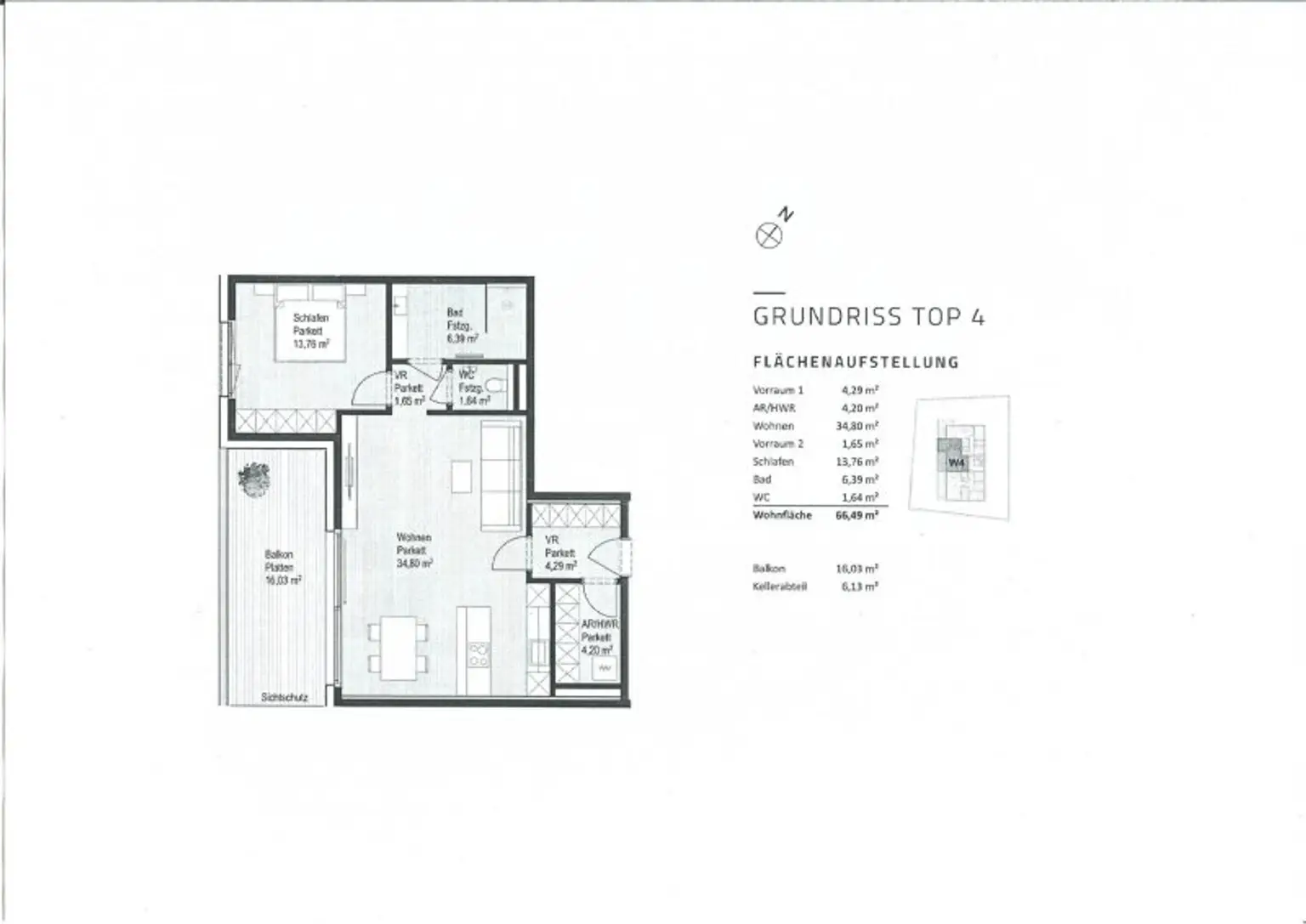 Plan - Wohnen am Fuße des Gaisberges - Geräumige 2 Zimmer Wohnung mit großem Balkon Kauf Parsch Salzburg
